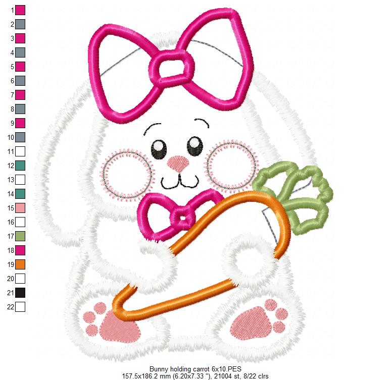 Cute Bunny holding carrot - Applique