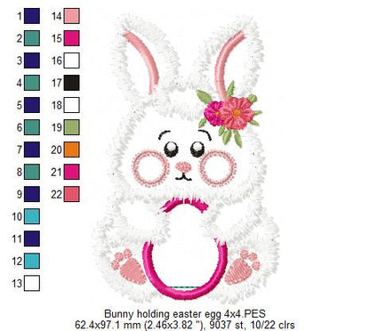 Cute Bunny holding egg - Applique