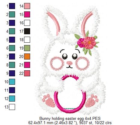 Cute Bunny holding egg - Applique