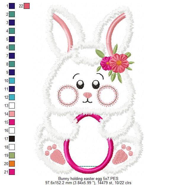 Cute Bunny holding egg - Applique