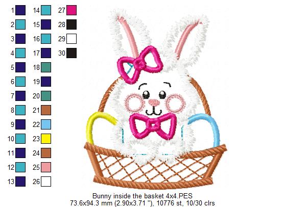 Cute Bunny inside the basket - Applique