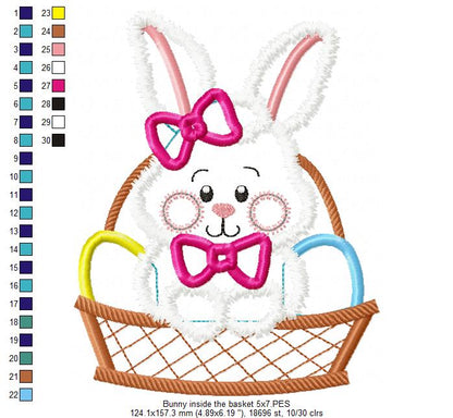 Cute Bunny inside the basket - Applique