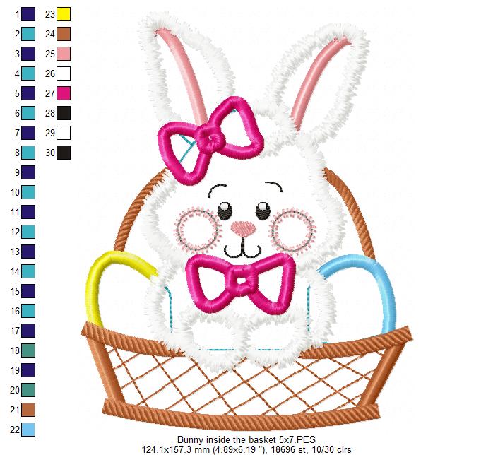 Cute Bunny inside the basket - Applique