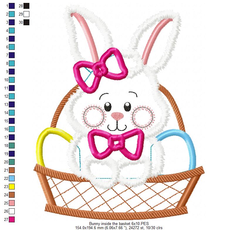 Cute Bunny inside the basket - Applique