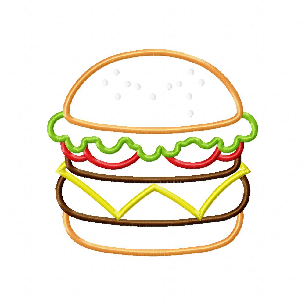Burger Sandwich - Applique - Machine Embroidery Design