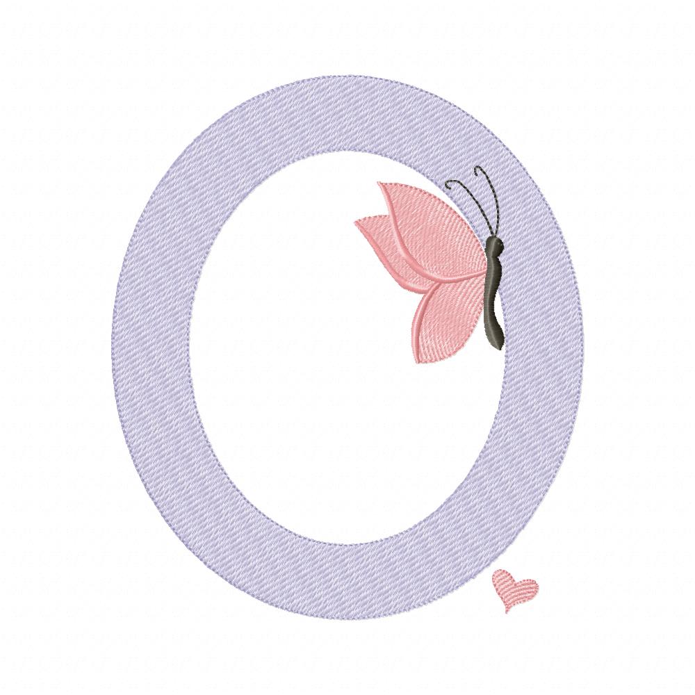 Monogram O Letter O Butterfly - Rippled Stitch