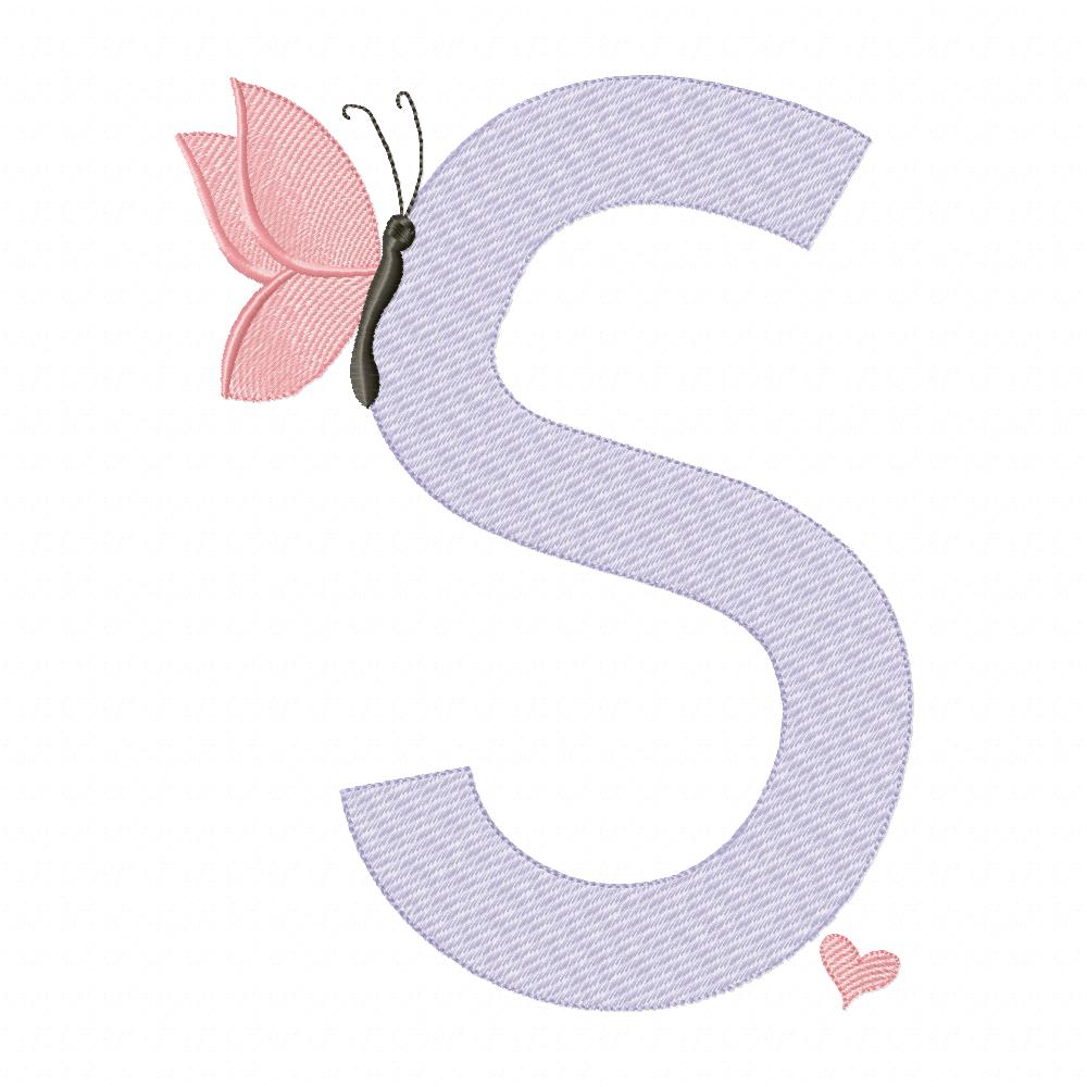 Monogram S Letter S Butterfly - Rippled Stitch