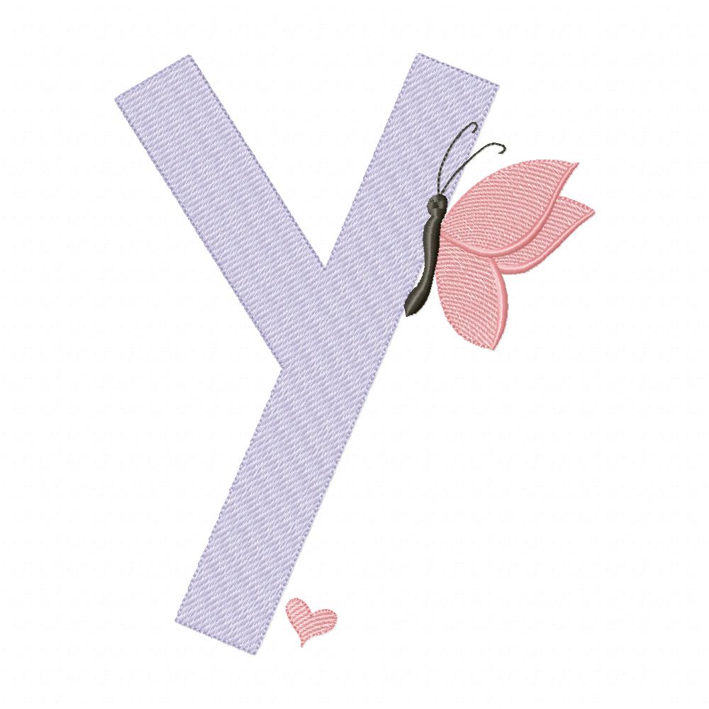 Monogram Y Letter Y Butterfly - Rippled Stitch