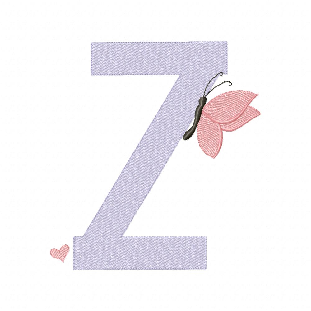 Monogram Z Letter Z Butterfly - Rippled Stitch