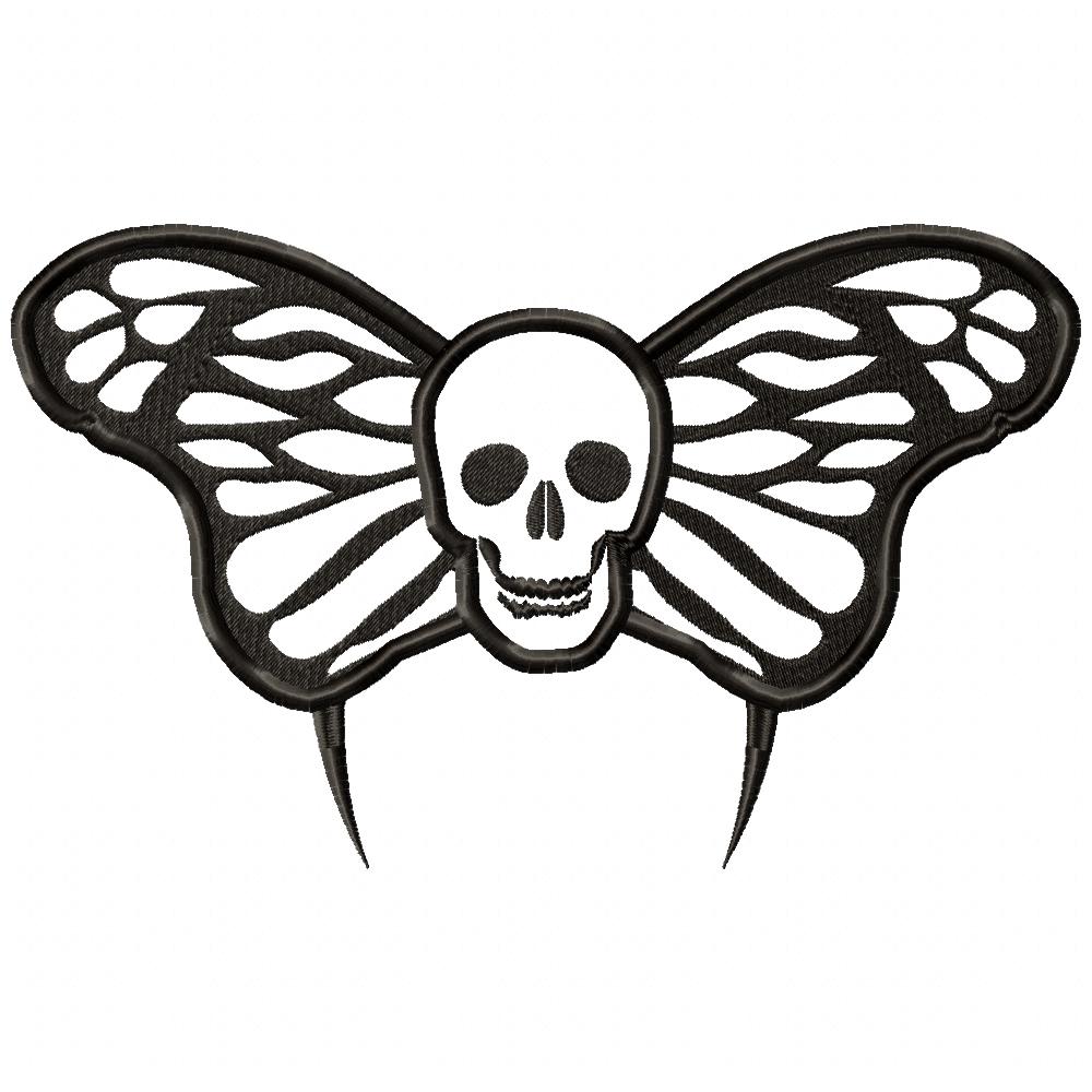 Butterfly Skull - Applique - Machine Embroidery Design
