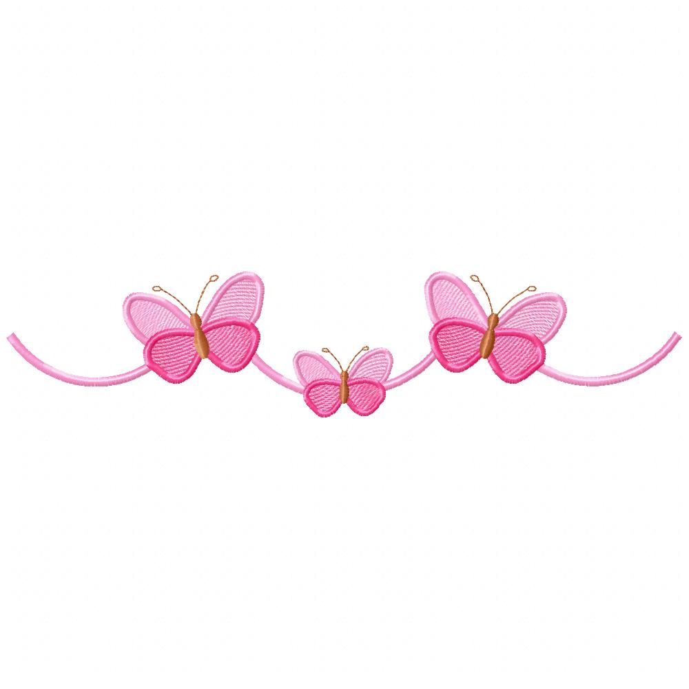 Delicate Butterflies trio - Fill Stitch - Machine Embroidery Design