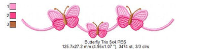 Delicate Butterflies trio - Fill Stitch - Machine Embroidery Design