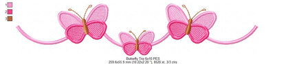 Delicate Butterflies trio - Fill Stitch - Machine Embroidery Design