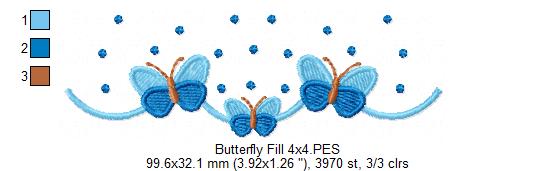 Delicate Butterflies - Fill Stitch - Machine Embroidery Design