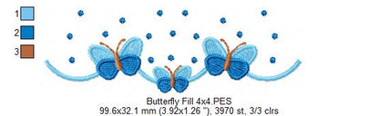 Delicate Butterflies - Fill Stitch - Machine Embroidery Design