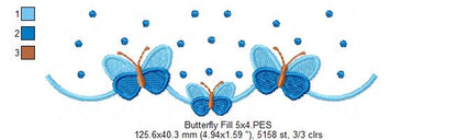 Delicate Butterflies - Fill Stitch - Machine Embroidery Design