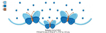 Delicate Butterflies - Fill Stitch - Machine Embroidery Design