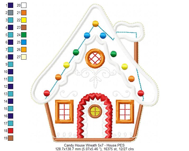 Christmas Candy House Wreath - ITH Project - Machine Embroidery Design