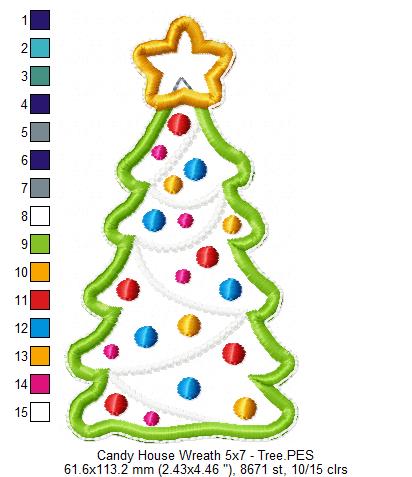 Christmas Candy House Wreath - ITH Project - Machine Embroidery Design