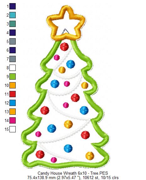 Christmas Candy House Wreath - ITH Project - Machine Embroidery Design