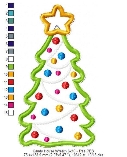 Christmas Candy House Wreath - ITH Project - Machine Embroidery Design