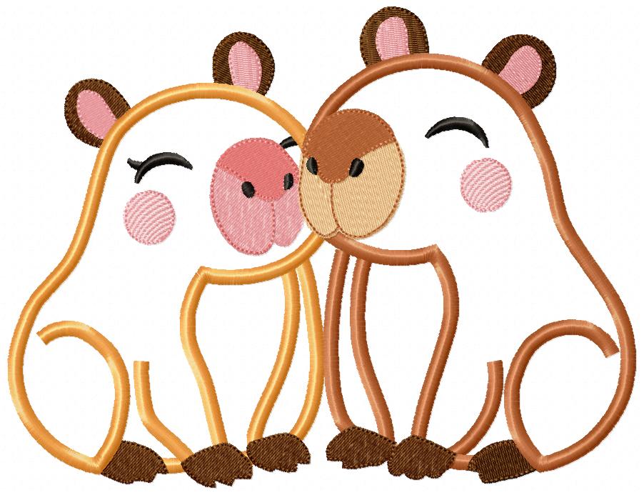 Snuggly Capybaras in Love – Applique – Machine Embroidery Design