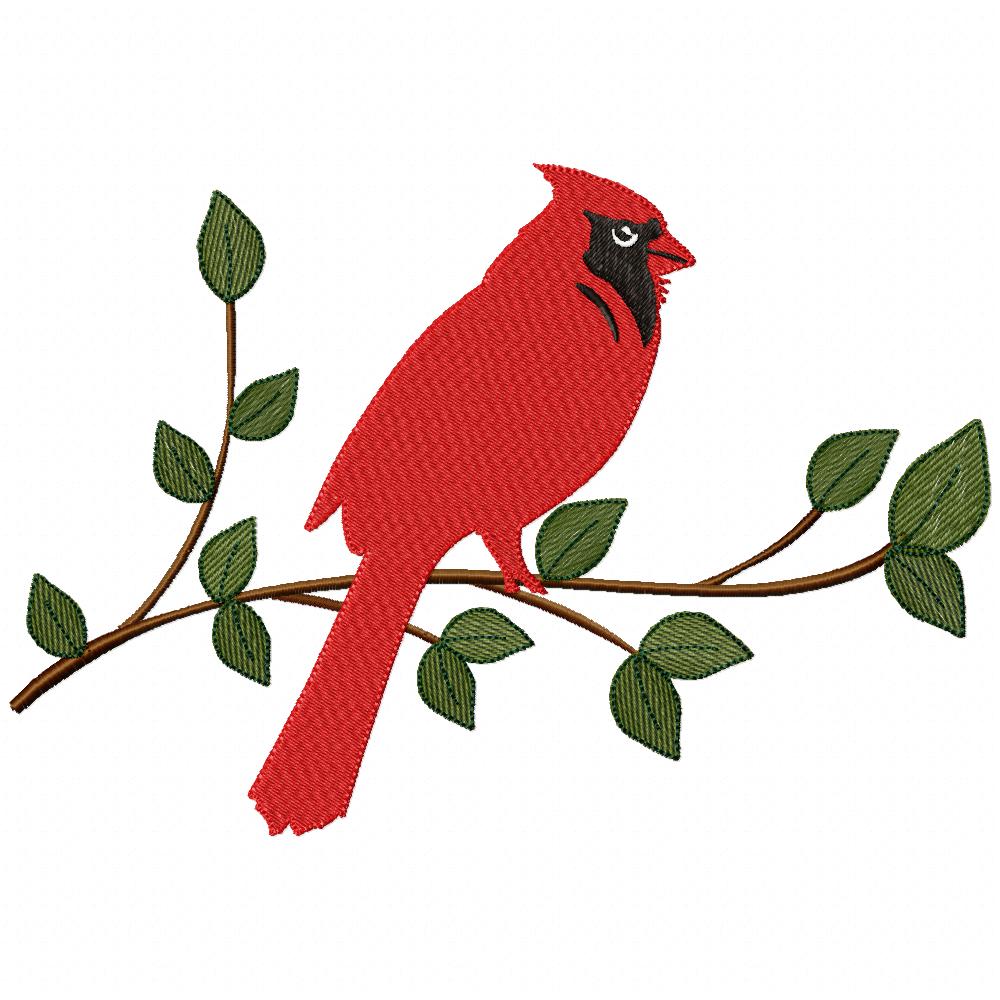 Cardinal on the Branch - Fill Stitch - Machine Embroidery Design