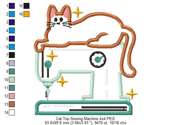 Cat on Top of a Sewing Machine - Applique