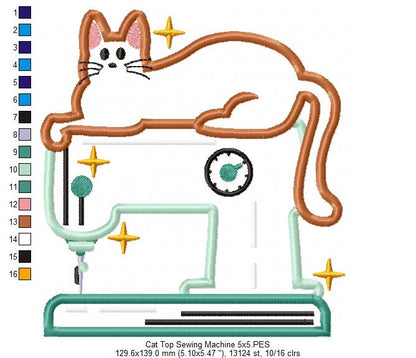 Cat on Top of a Sewing Machine - Applique