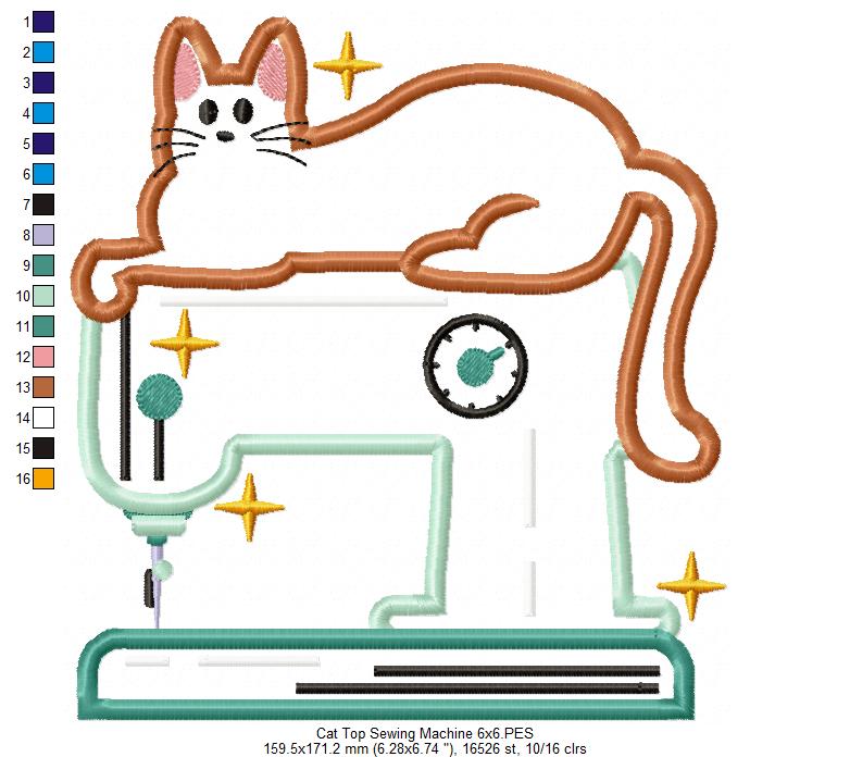 Cat on Top of a Sewing Machine - Applique