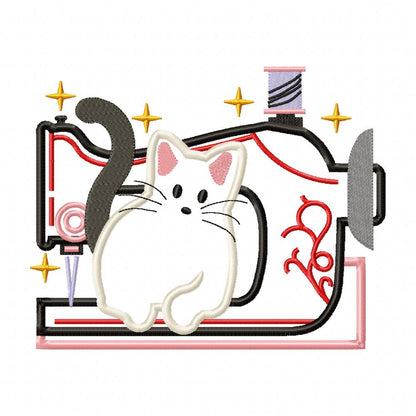 Cat and a Vintage Sewing Machine - Applique