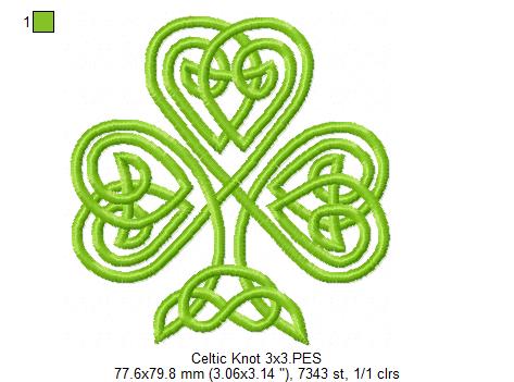 Celtic Knot Clover - Fill Stitch - Machine Embroidery Design