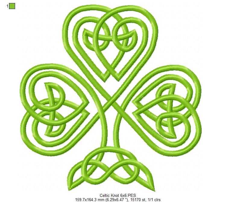 Celtic Knot Clover - Fill Stitch - Machine Embroidery Design