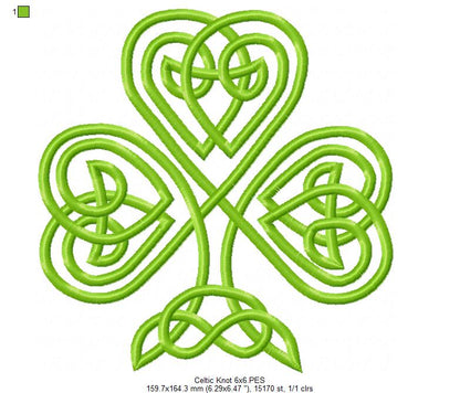 Celtic Knot Clover - Fill Stitch - Machine Embroidery Design