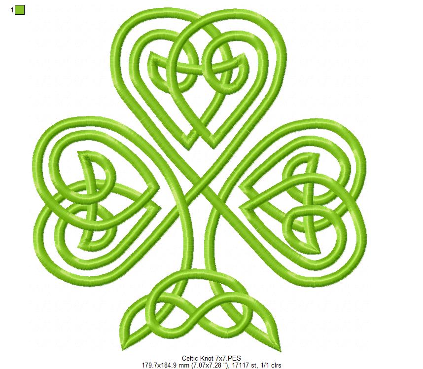 Celtic Knot Clover - Fill Stitch - Machine Embroidery Design