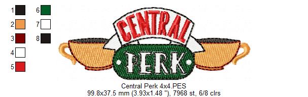 Central Coffee Shop Logo - Fill Stitch - Machine Embroidery Design