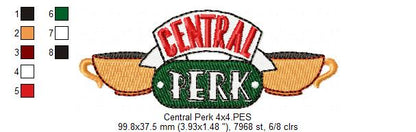 Central Coffee Shop Logo - Fill Stitch - Machine Embroidery Design