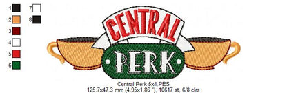Central Coffee Shop Logo - Fill Stitch - Machine Embroidery Design