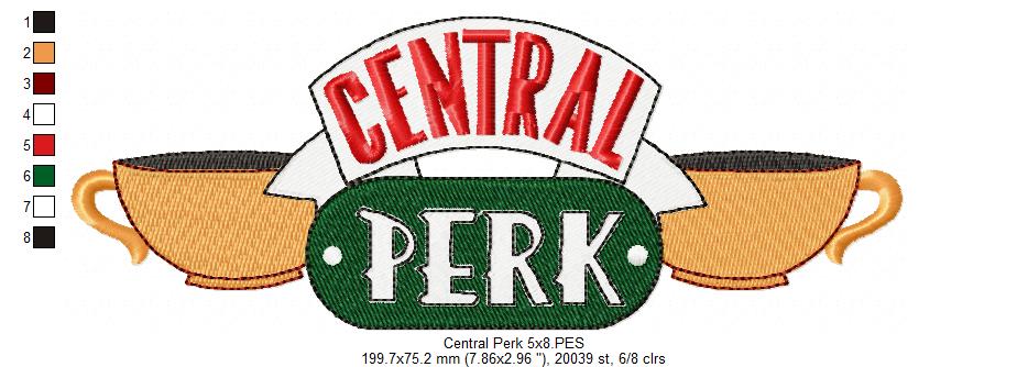 Central Coffee Shop Logo - Fill Stitch - Machine Embroidery Design