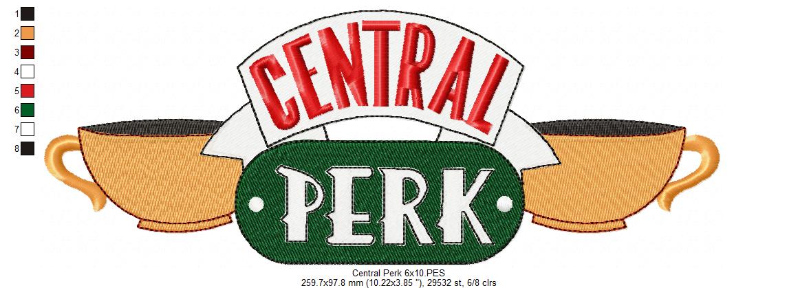 Central Coffee Shop Logo - Fill Stitch - Machine Embroidery Design