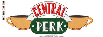Central Coffee Shop Logo - Fill Stitch - Machine Embroidery Design