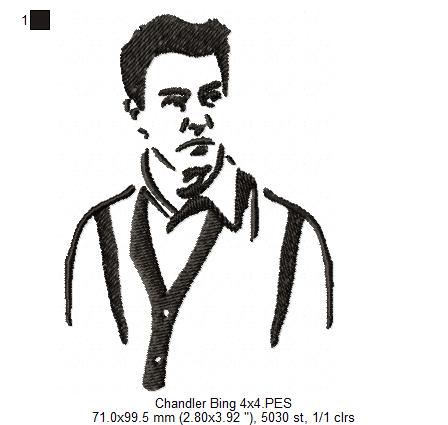 Chandler Bing Silhouette Friends - Fill Stitch - Machine Embroidery Design