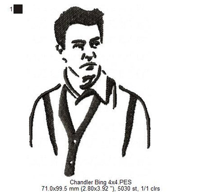 Chandler Bing Silhouette Friends - Fill Stitch - Machine Embroidery Design