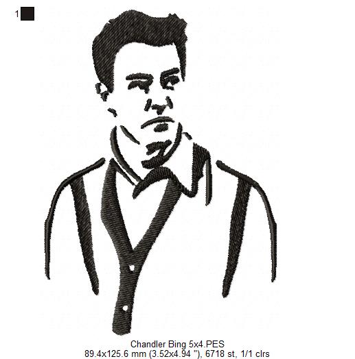 Chandler Bing Silhouette Friends - Fill Stitch - Machine Embroidery Design