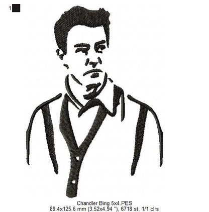 Chandler Bing Silhouette Friends - Fill Stitch - Machine Embroidery Design