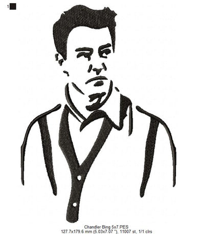 Chandler Bing Silhouette Friends - Fill Stitch - Machine Embroidery Design