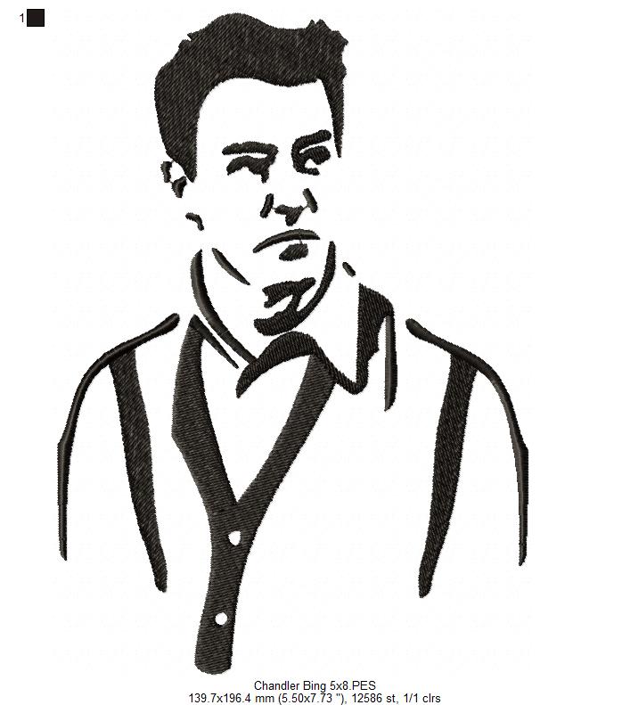 Chandler Bing Silhouette Friends - Fill Stitch - Machine Embroidery Design