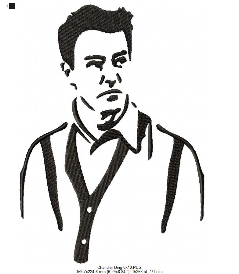 Chandler Bing Silhouette Friends - Fill Stitch - Machine Embroidery Design