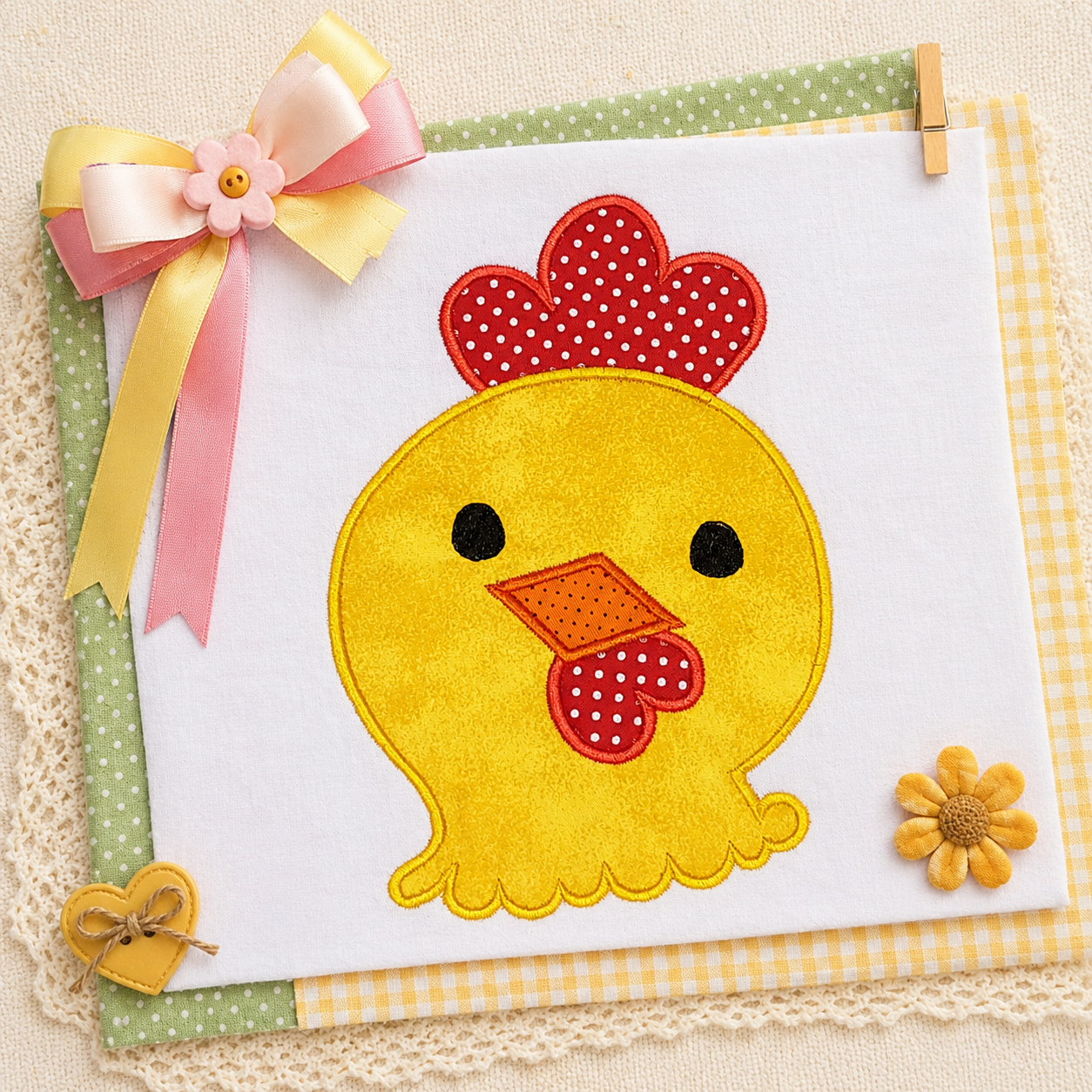 Sweet Little Rooster - Applique - Machine Embroidery Design