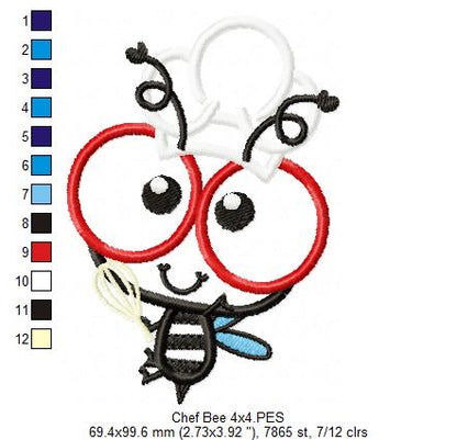Chef Bee Bumble Bee - Applique Embroidery